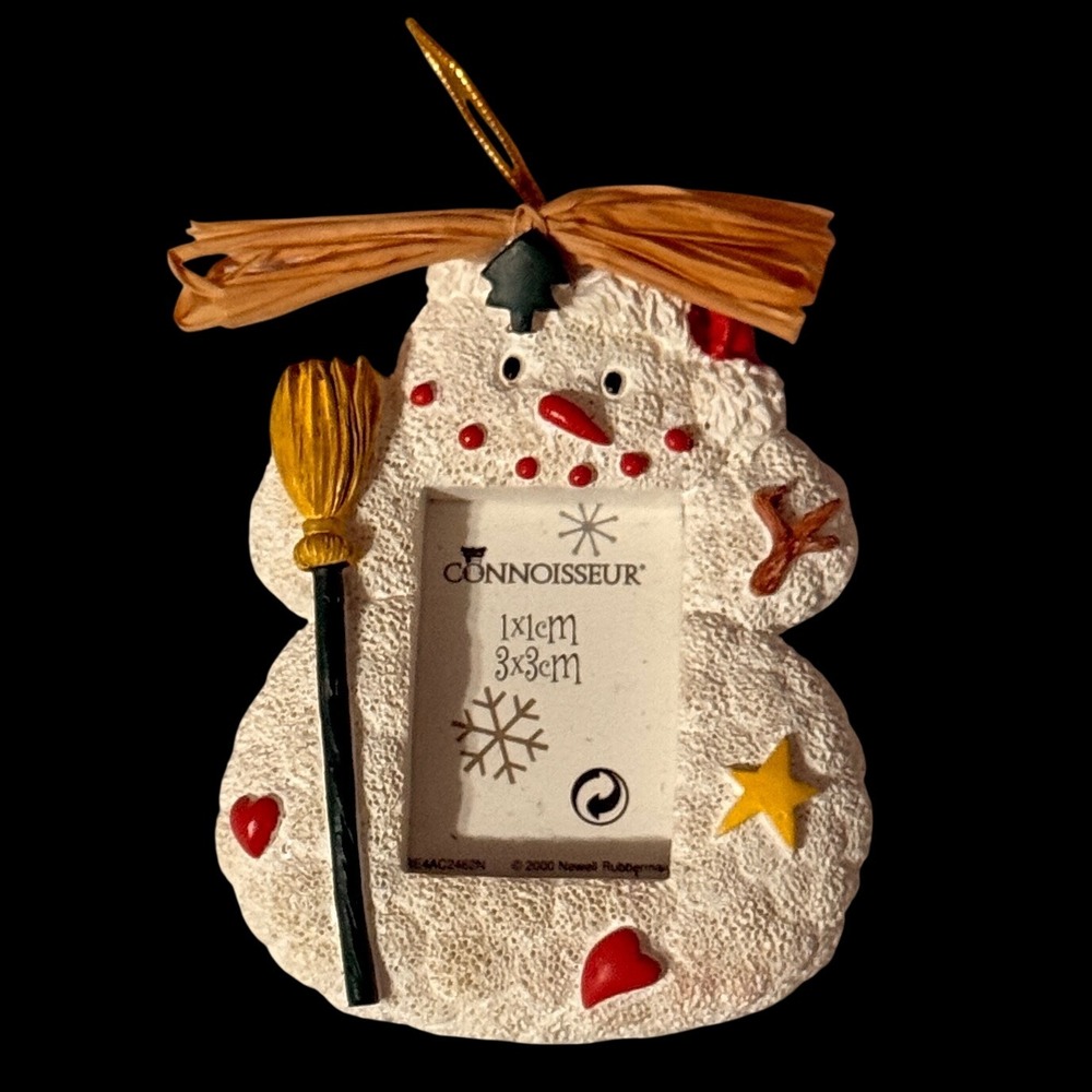 Connoisseur 2000 Snowman Picture Frame Ornament Magnet Christmas Winter 3 Inch *